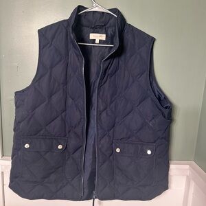 Talbots Navy Quilted Zip-Front Vest
